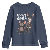 Funny I Dont Give a Rats Ass Youth Sweatshirt Donkey And Mouse Meme - Wonder Print Shop
