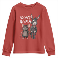 Funny I Dont Give a Rats Ass Youth Sweatshirt Donkey And Mouse Meme - Wonder Print Shop