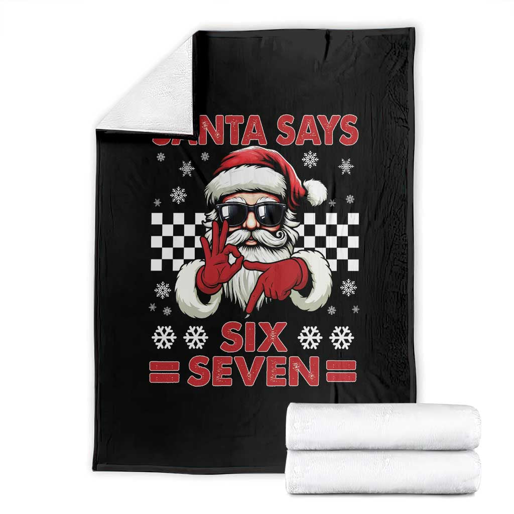 67 Christmas Throw Blanket Funny Santa Says Six Seven Meme Gen Alpha Slang - Wonder Print Shop