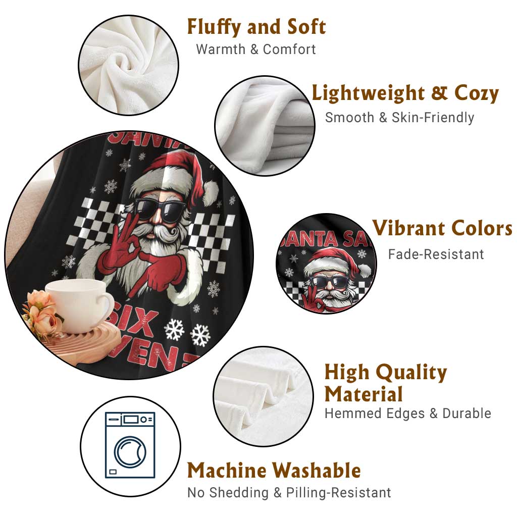 67 Christmas Throw Blanket Funny Santa Says Six Seven Meme Gen Alpha Slang - Wonder Print Shop