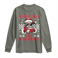 67 Christmas Long Sleeve Shirt Funny Santa Says Six Seven Meme Gen Alpha Slang - Wonder Print Shop