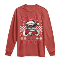 67 Christmas Long Sleeve Shirt Funny Santa Says Six Seven Meme Gen Alpha Slang - Wonder Print Shop