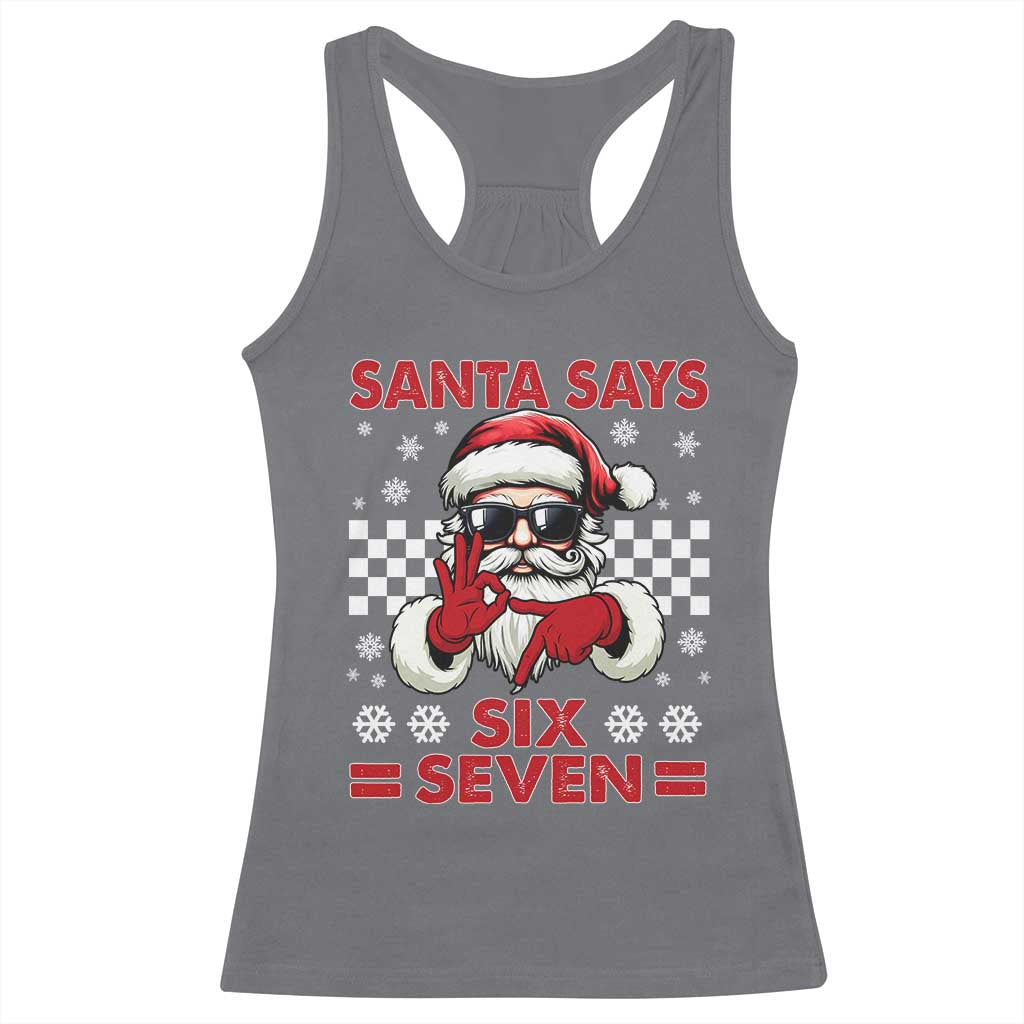 67 Christmas Racerback Tank Top Funny Santa Says Six Seven Meme Gen Alpha Slang - Wonder Print Shop