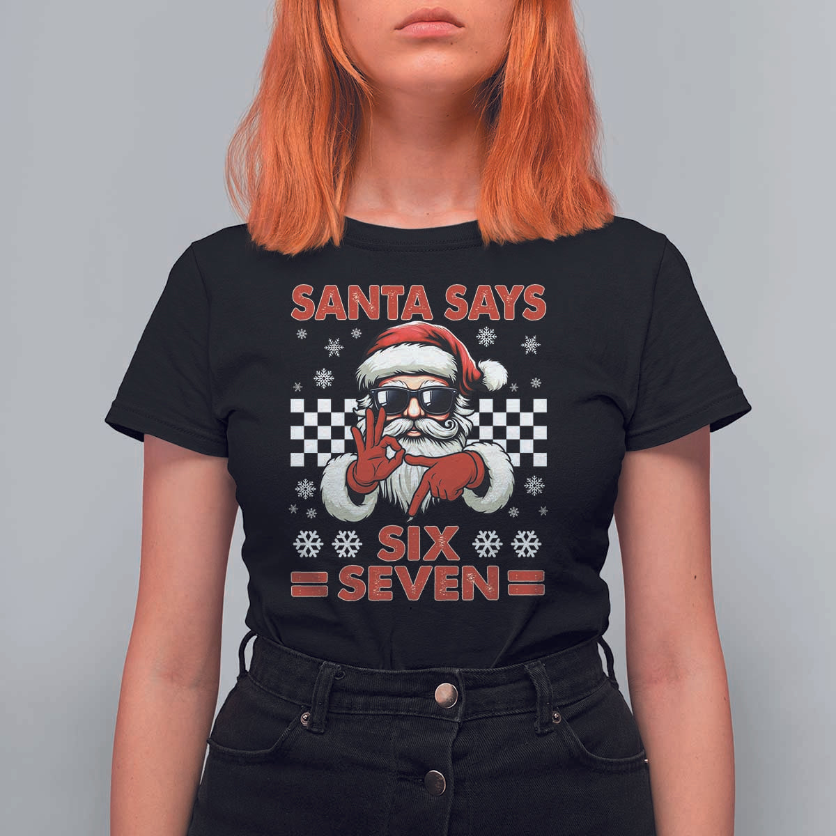67 Christmas T Shirt For Women Funny Santa Says Six Seven Meme Gen Alpha Slang - Wonder Print Shop