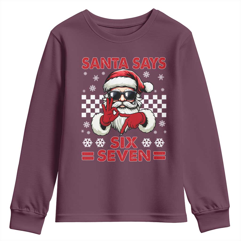 67 Christmas Youth Sweatshirt Funny Santa Says Six Seven Meme Gen Alpha Slang - Wonder Print Shop