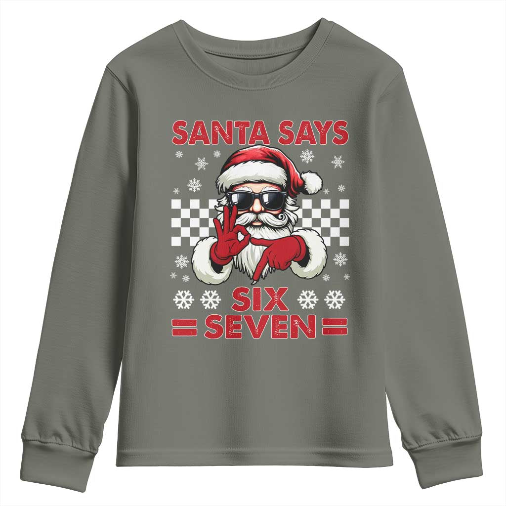 67 Christmas Youth Sweatshirt Funny Santa Says Six Seven Meme Gen Alpha Slang - Wonder Print Shop