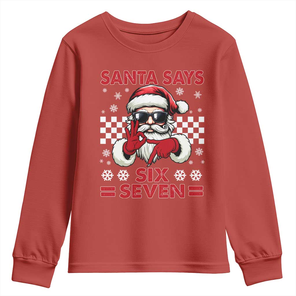 67 Christmas Youth Sweatshirt Funny Santa Says Six Seven Meme Gen Alpha Slang - Wonder Print Shop
