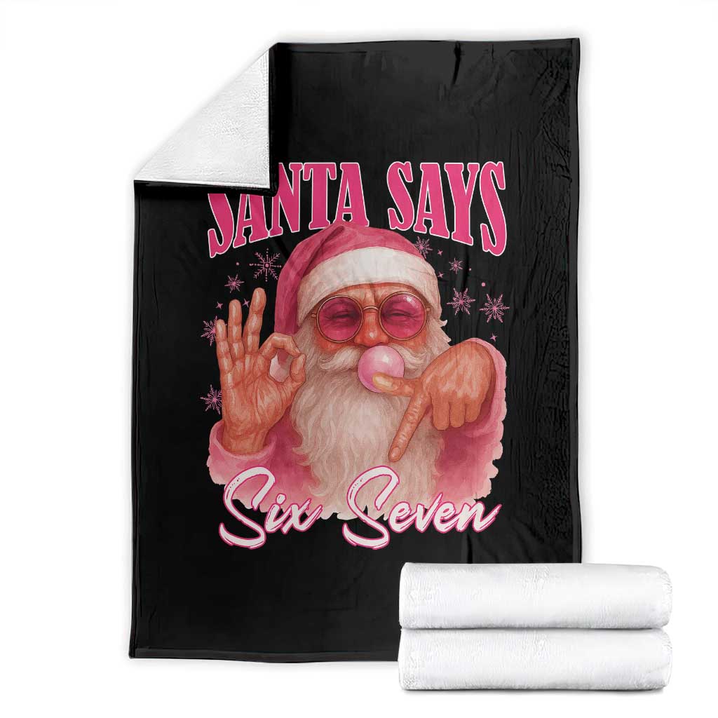 Funny Pink Santa Says Six Seven Throw Blanket 67 Christmas Meme Gen Alpha - Wonder Print Shop