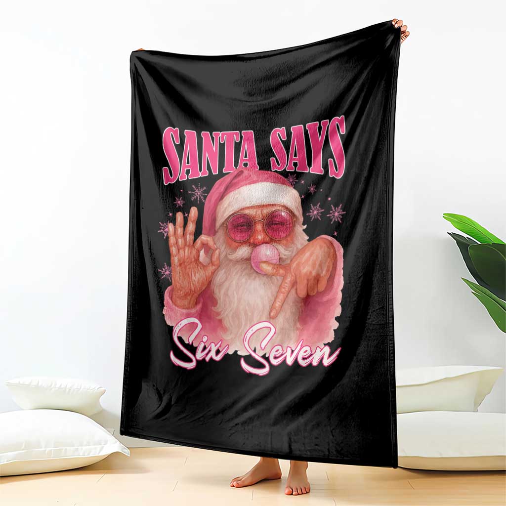 Funny Pink Santa Says Six Seven Throw Blanket 67 Christmas Meme Gen Alpha - Wonder Print Shop