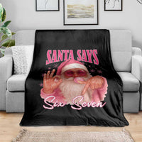 Funny Pink Santa Says Six Seven Throw Blanket 67 Christmas Meme Gen Alpha - Wonder Print Shop