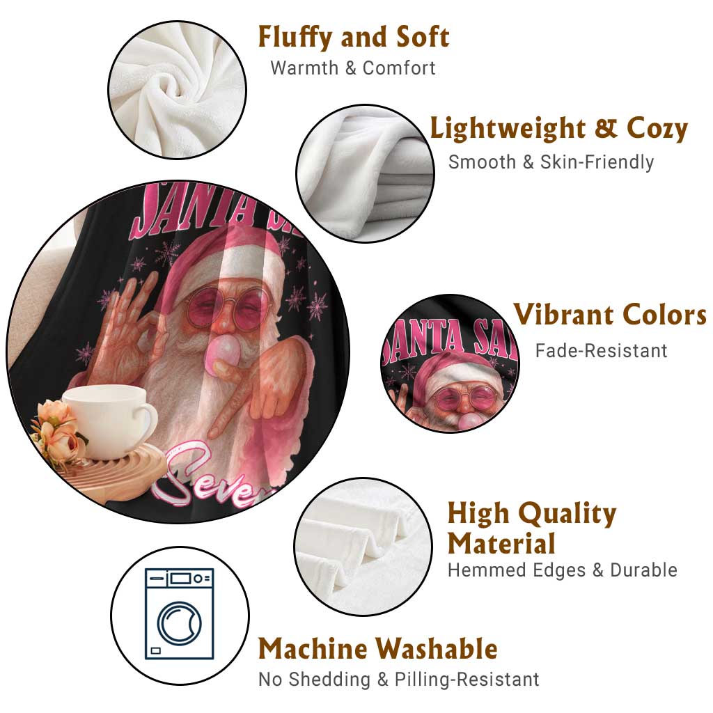 Funny Pink Santa Says Six Seven Throw Blanket 67 Christmas Meme Gen Alpha - Wonder Print Shop