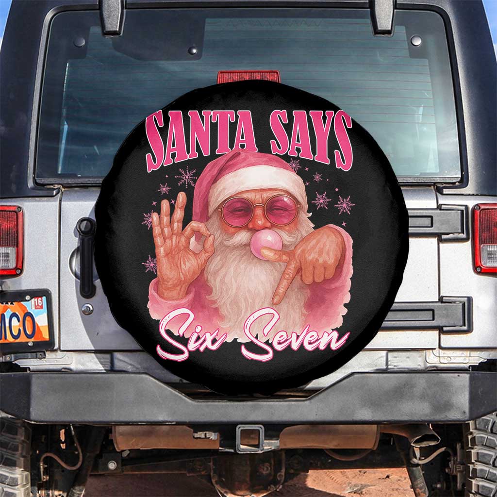 Funny Pink Santa Says Six Seven Spare Tire Cover 67 Christmas Meme Gen Alpha - Wonder Print Shop