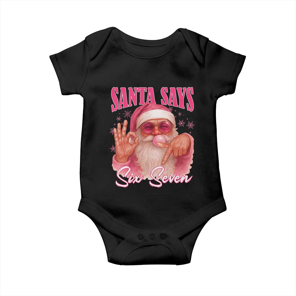 Funny Pink Santa Says Six Seven Baby Onesie 67 Christmas Meme Gen Alpha - Wonder Print Shop