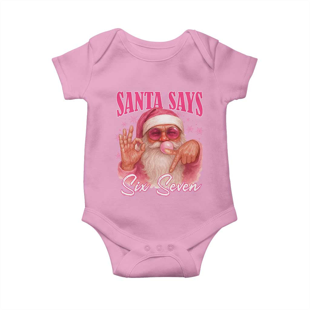 Funny Pink Santa Says Six Seven Baby Onesie 67 Christmas Meme Gen Alpha - Wonder Print Shop