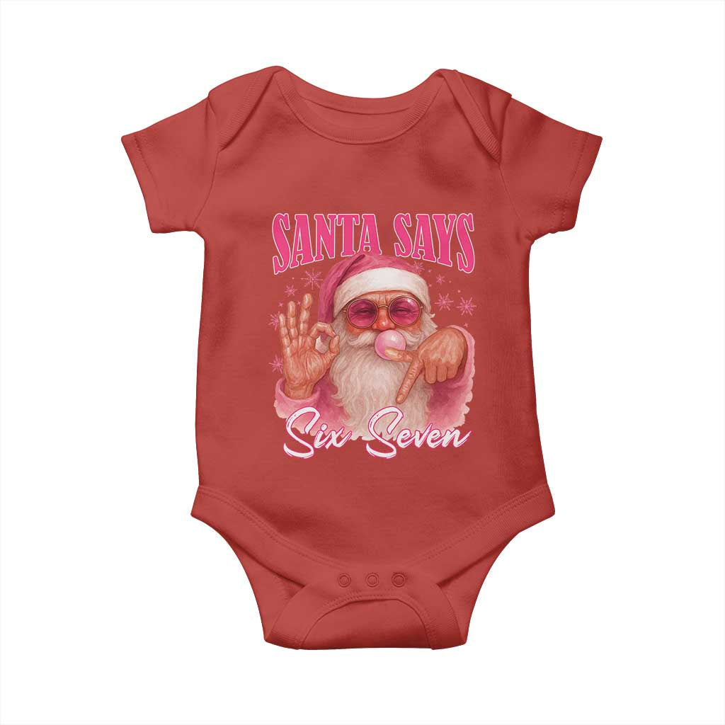 Funny Pink Santa Says Six Seven Baby Onesie 67 Christmas Meme Gen Alpha - Wonder Print Shop