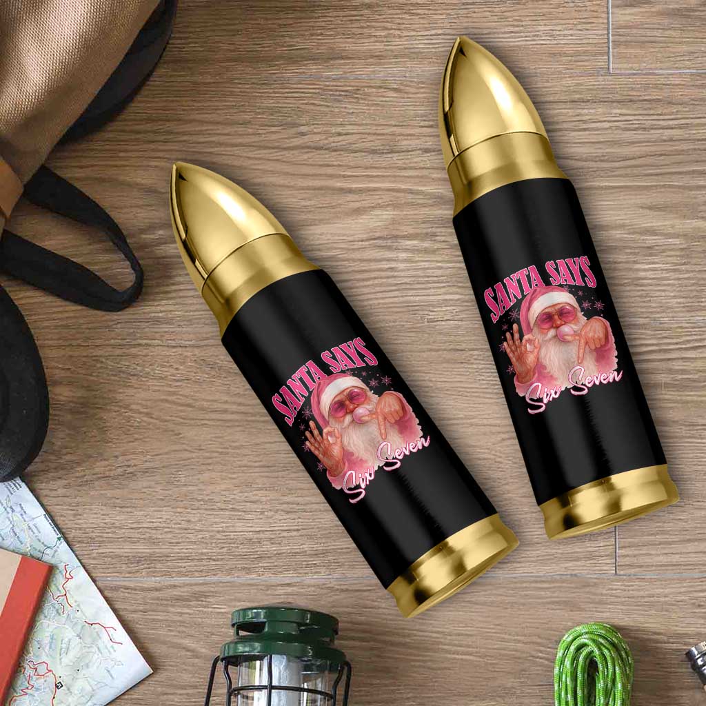 Funny Pink Santa Says Six Seven Bullet Tumbler 67 Christmas Meme Gen Alpha - Wonder Print Shop