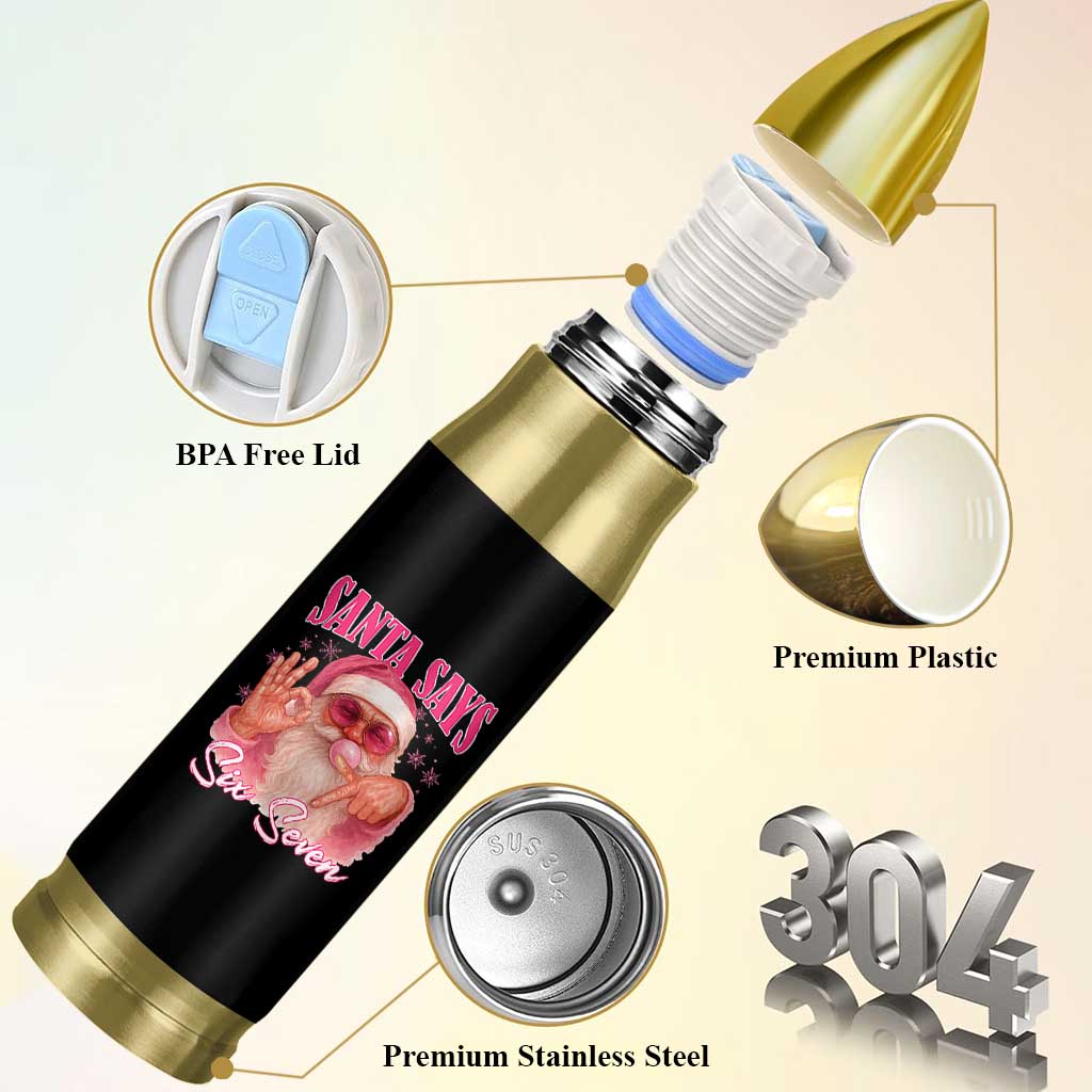 Funny Pink Santa Says Six Seven Bullet Tumbler 67 Christmas Meme Gen Alpha - Wonder Print Shop