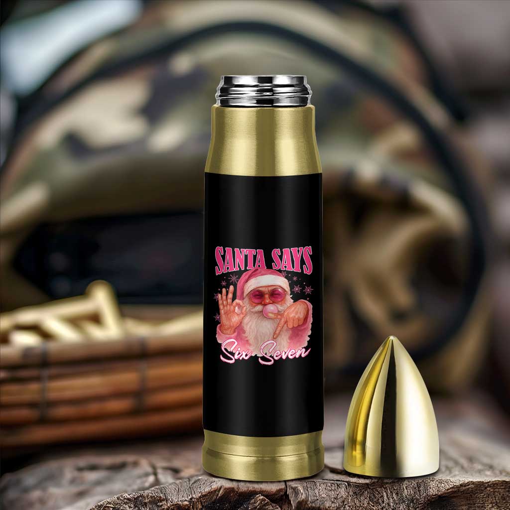 Funny Pink Santa Says Six Seven Bullet Tumbler 67 Christmas Meme Gen Alpha - Wonder Print Shop