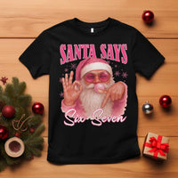 Funny Pink Santa Says Six Seven T Shirt 67 Christmas Meme Gen Alpha - Wonder Print Shop