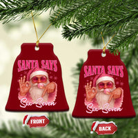 Funny Pink Santa Says Six Seven Ceramic Ornament 67 Christmas Meme Gen Alpha - Wonder Print Shop