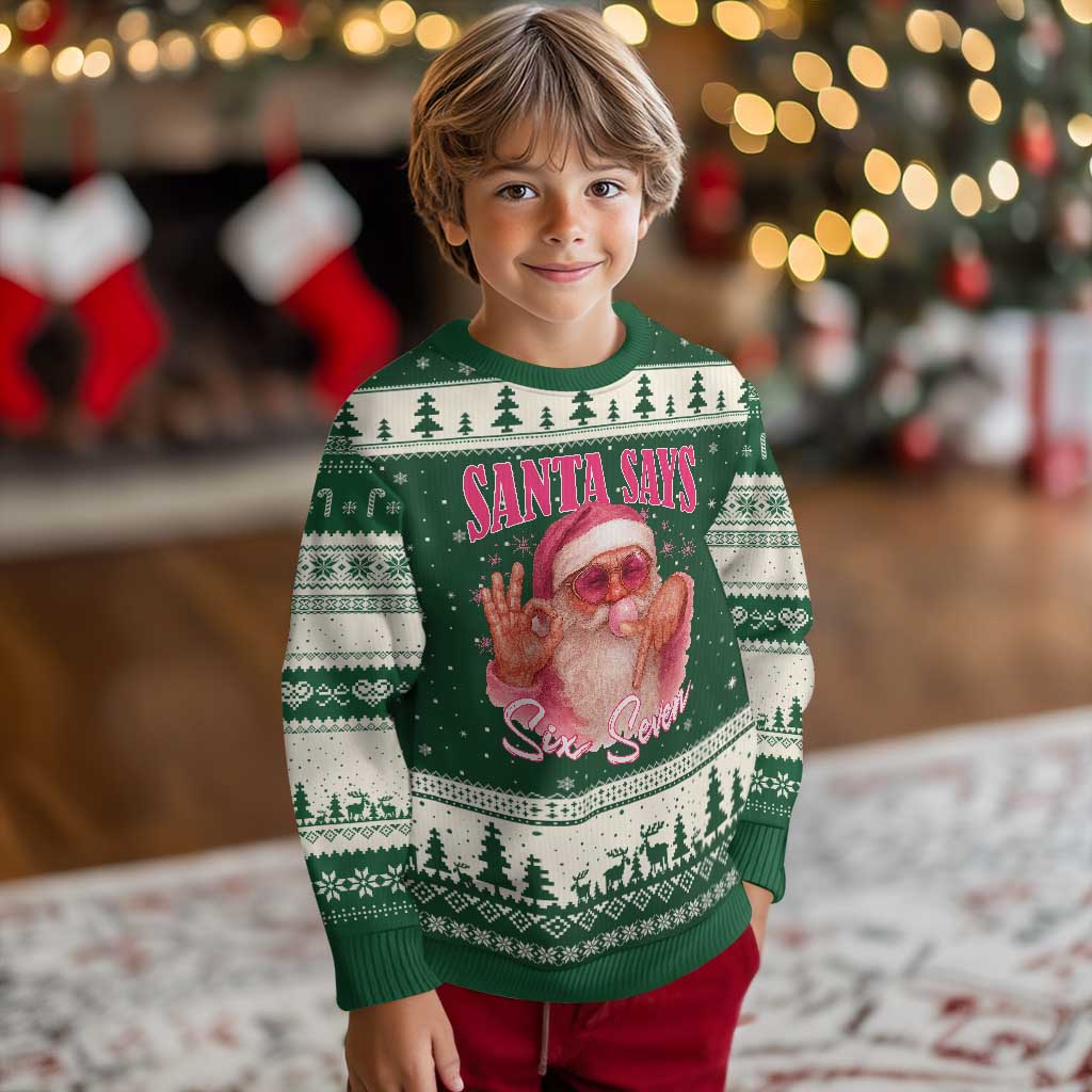 Funny Pink Santa Says Six Seven Ugly Christmas Sweater 67 Xmas Meme Gen Alpha - Wonder Print Shop
