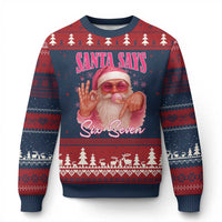 Funny Pink Santa Says Six Seven Ugly Christmas Sweater 67 Xmas Meme Gen Alpha - Wonder Print Shop