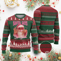Funny Pink Santa Says Six Seven Ugly Christmas Sweater 67 Xmas Meme Gen Alpha - Wonder Print Shop
