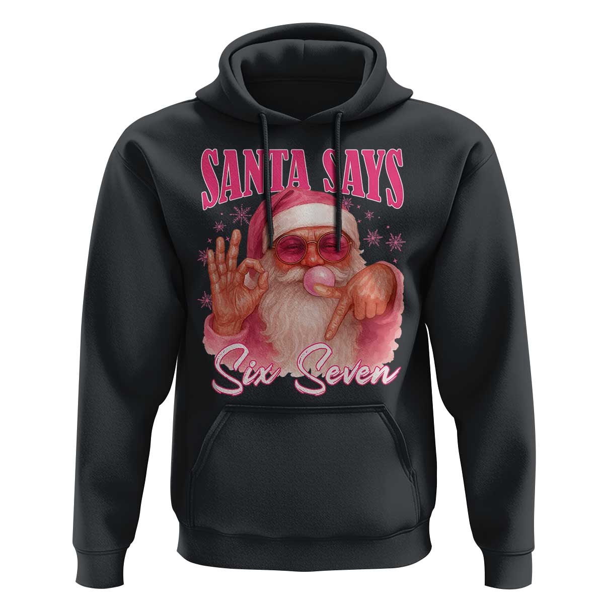 Funny Pink Santa Says Six Seven Hoodie 67 Christmas Meme Gen Alpha - Wonder Print Shop