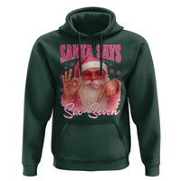 Funny Pink Santa Says Six Seven Hoodie 67 Christmas Meme Gen Alpha - Wonder Print Shop