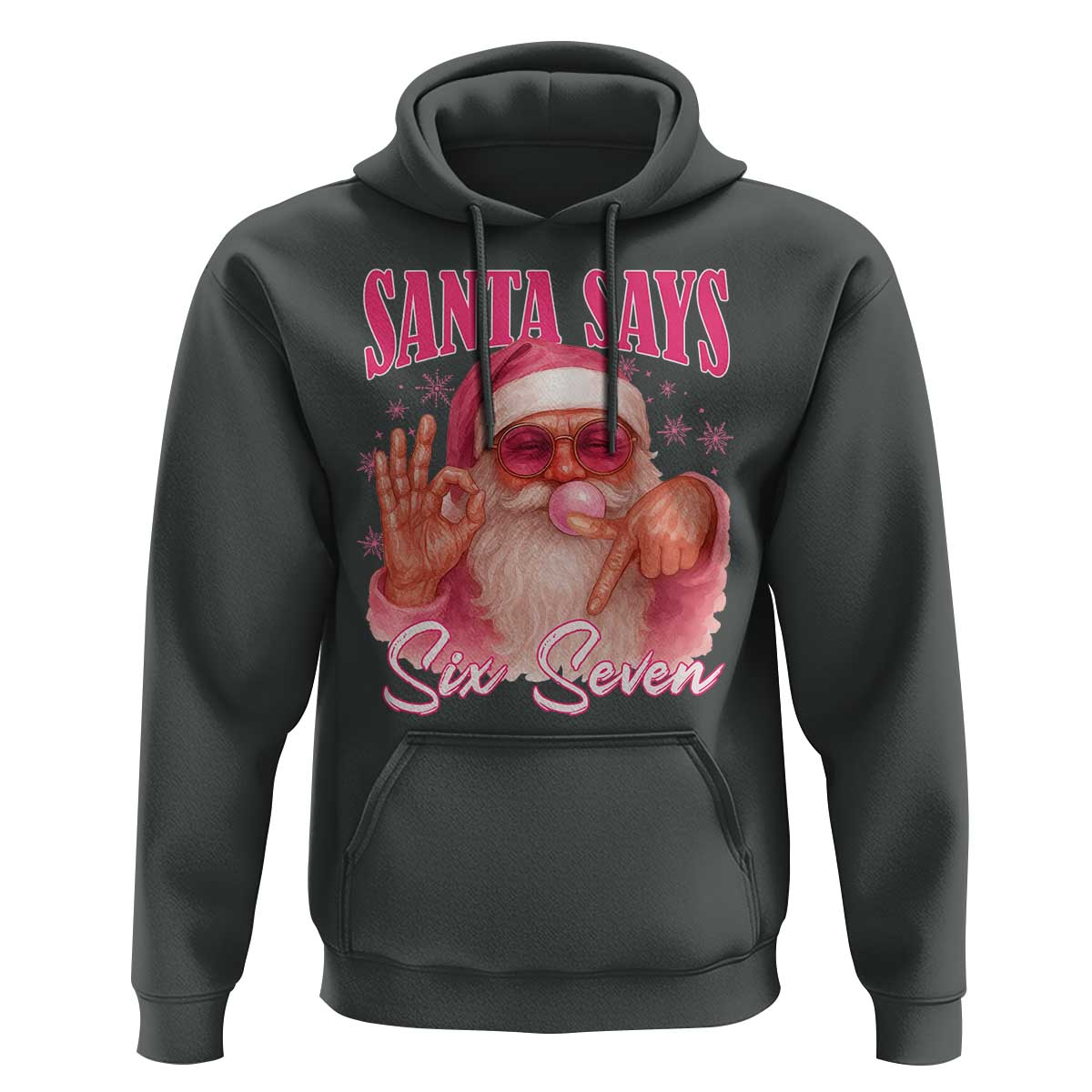 Funny Pink Santa Says Six Seven Hoodie 67 Christmas Meme Gen Alpha - Wonder Print Shop