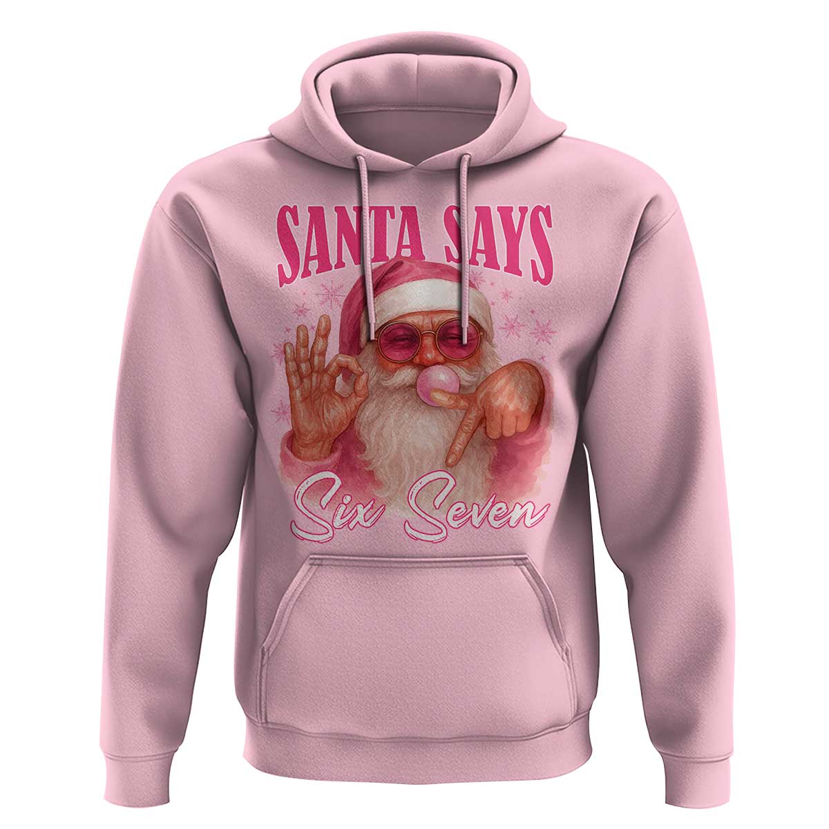 Funny Pink Santa Says Six Seven Hoodie 67 Christmas Meme Gen Alpha - Wonder Print Shop