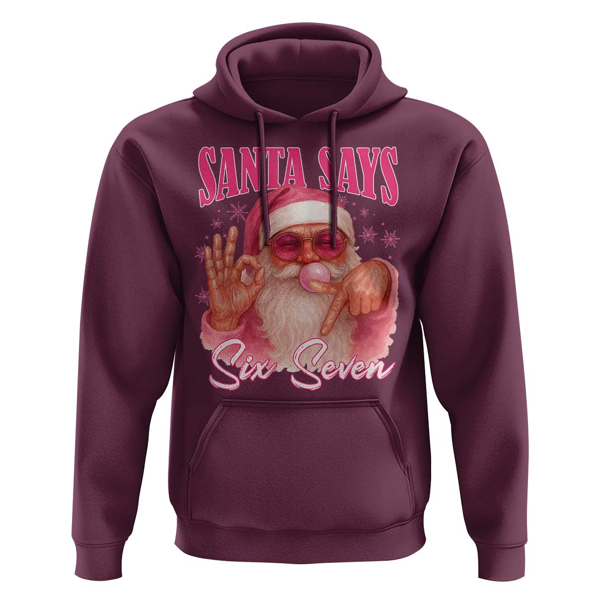 Funny Pink Santa Says Six Seven Hoodie 67 Christmas Meme Gen Alpha - Wonder Print Shop