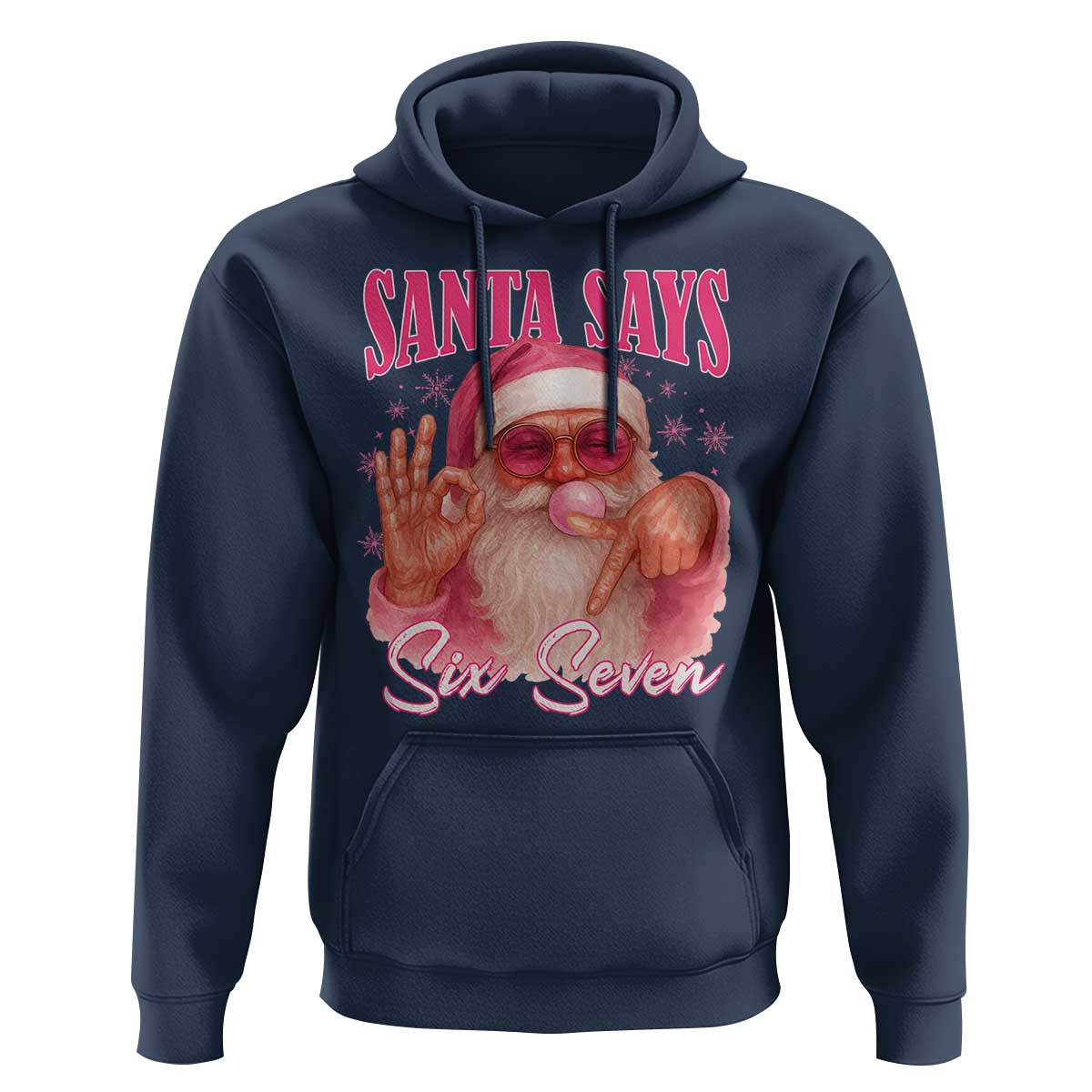 Funny Pink Santa Says Six Seven Hoodie 67 Christmas Meme Gen Alpha - Wonder Print Shop