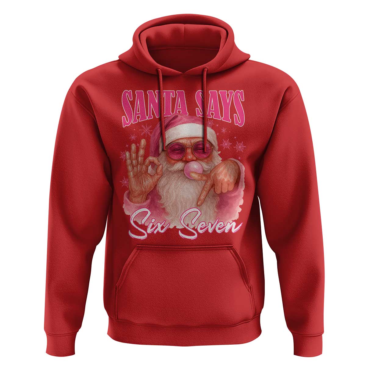 Funny Pink Santa Says Six Seven Hoodie 67 Christmas Meme Gen Alpha - Wonder Print Shop