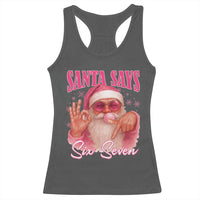 Funny Pink Santa Says Six Seven Racerback Tank Top 67 Christmas Meme Gen Alpha - Wonder Print Shop