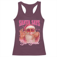Funny Pink Santa Says Six Seven Racerback Tank Top 67 Christmas Meme Gen Alpha - Wonder Print Shop