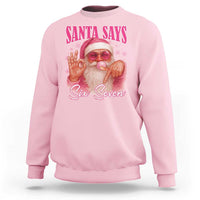 Funny Pink Santa Says Six Seven Sweatshirt 67 Christmas Meme Gen Alpha - Wonder Print Shop