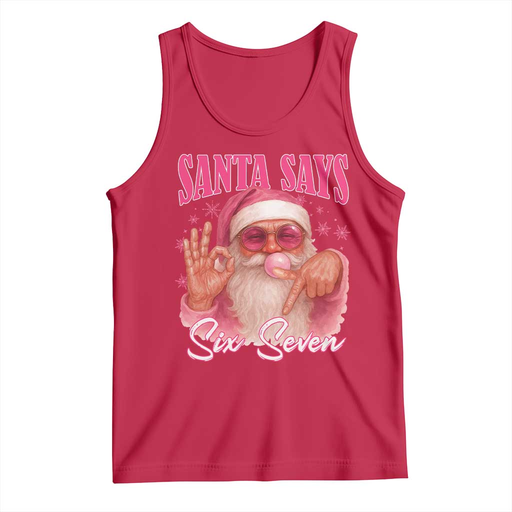 Funny Pink Santa Says Six Seven Tank Top 67 Christmas Meme Gen Alpha - Wonder Print Shop