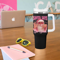 Funny Pink Santa Says Six Seven Tumbler With Handle 67 Christmas Meme Gen Alpha - Wonder Print Shop