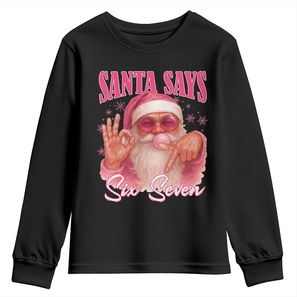 Funny Pink Santa Says Six Seven Youth Sweatshirt 67 Christmas Meme Gen Alpha - Wonder Print Shop