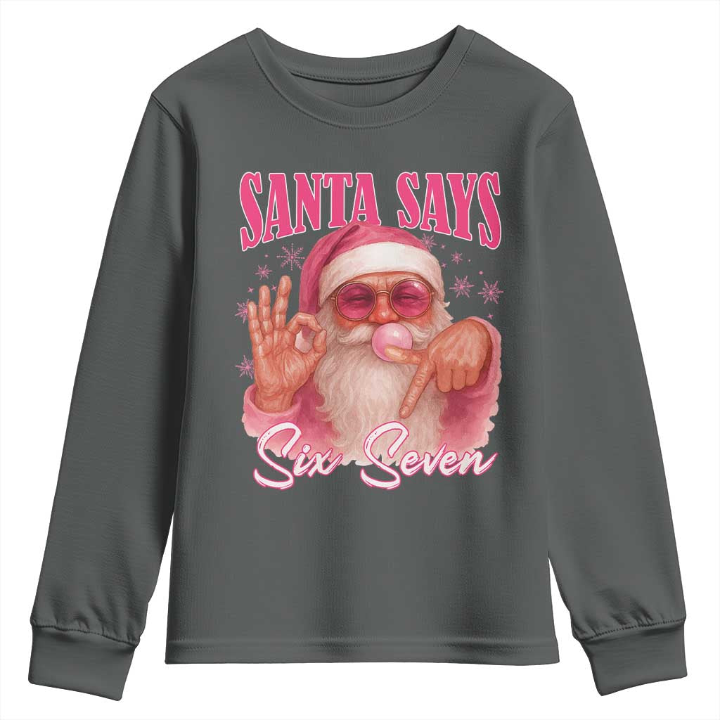 Funny Pink Santa Says Six Seven Youth Sweatshirt 67 Christmas Meme Gen Alpha - Wonder Print Shop