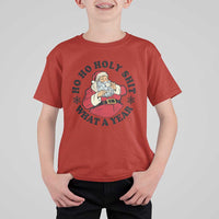 Ho Ho Holy Shit What A Year T Shirt For Kid Funny Christmas Santa - Wonder Print Shop
