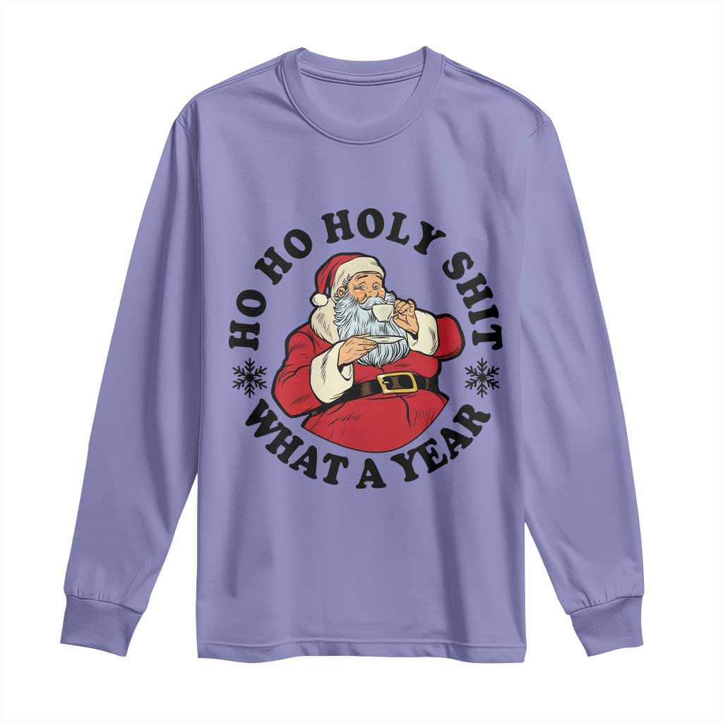 Ho Ho Holy Shit What A Year Long Sleeve Shirt Funny Christmas Santa - Wonder Print Shop