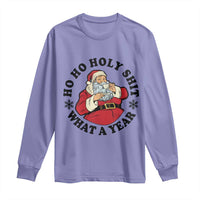Ho Ho Holy Shit What A Year Long Sleeve Shirt Funny Christmas Santa - Wonder Print Shop