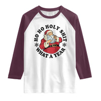 Ho Ho Holy Shit What A Year Raglan Shirt Funny Christmas Santa - Wonder Print Shop