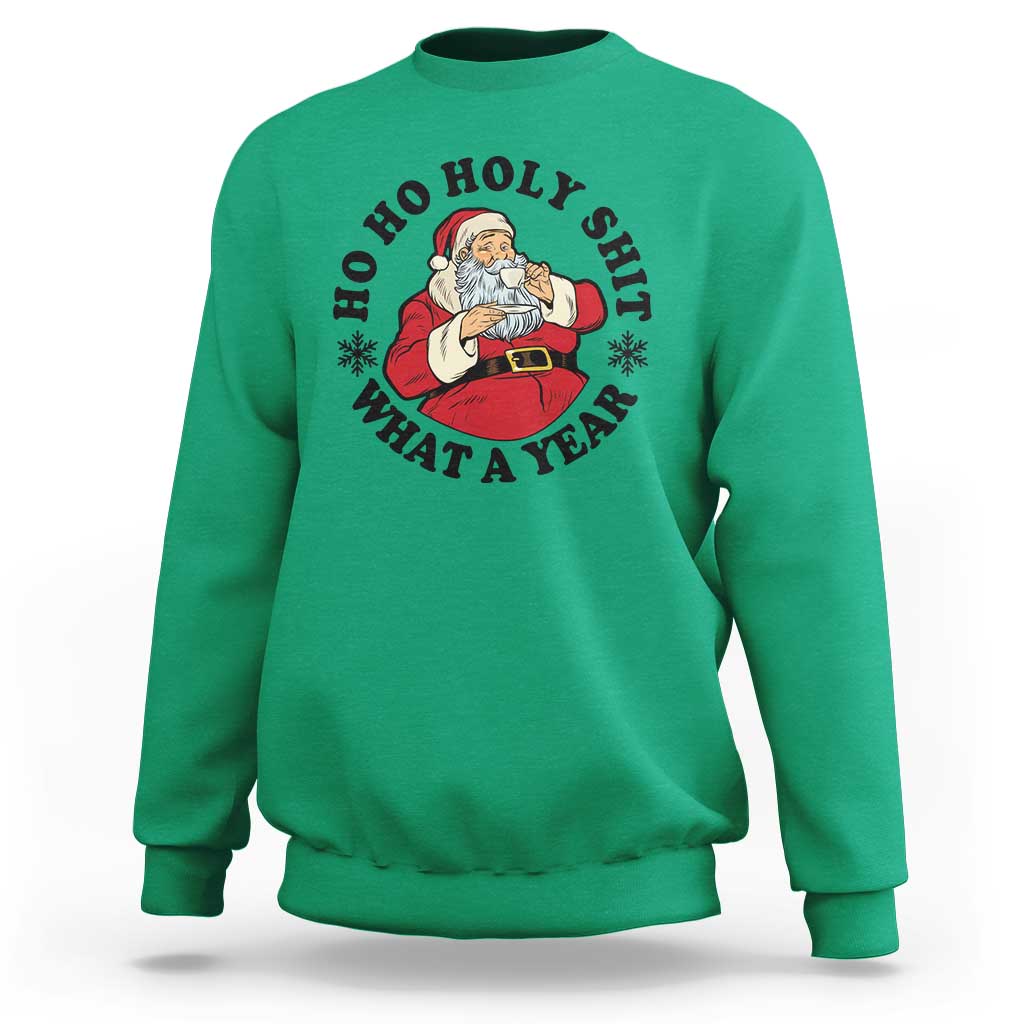 Ho Ho Holy Shit What A Year Sweatshirt Funny Christmas Santa - Wonder Print Shop