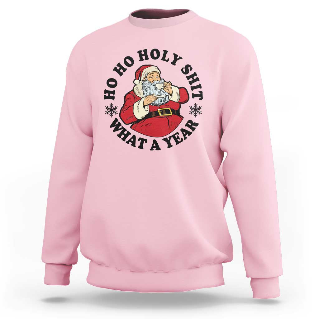 Ho Ho Holy Shit What A Year Sweatshirt Funny Christmas Santa - Wonder Print Shop