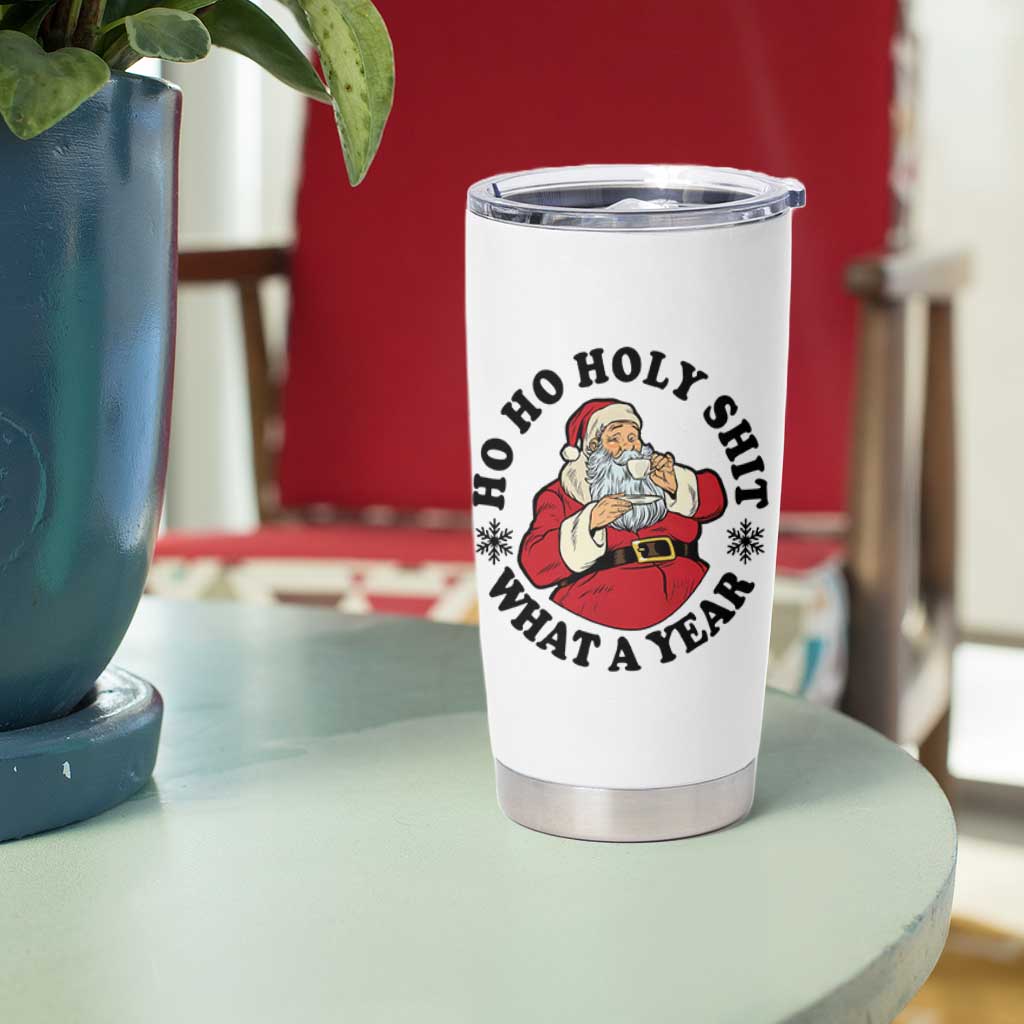 Ho Ho Holy Shit What A Year Tumbler Cup Funny Christmas Santa - Wonder Print Shop