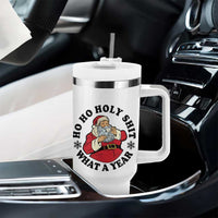 Ho Ho Holy Shit What A Year Tumbler With Handle Funny Christmas Santa - Wonder Print Shop