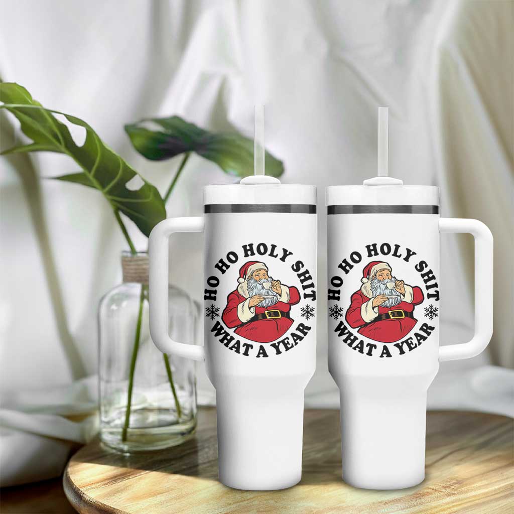 Ho Ho Holy Shit What A Year Tumbler With Handle Funny Christmas Santa - Wonder Print Shop